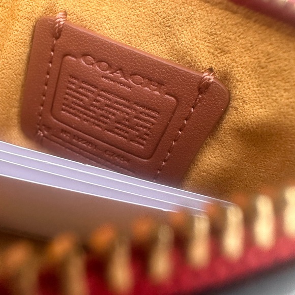 Coach Disney Mickey Mouse Keith Haring Mini Skinny ID Zip Case Chalk Leather - Picture 4 of 4